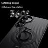 For Samsung Galaxy S25+ Case Compatible with MagSafe Kickstand Carbon Fiber Texture PC+TPU Back Cover with Silicone Ring