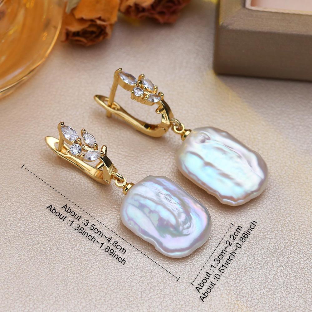 Серьги SENIKO с натуральным пресноводным большим жемчугом в стиле барокко, модные серьги-капли с кубическим цирконием и жемчугом для женщин, вечерние ювелирные изделия