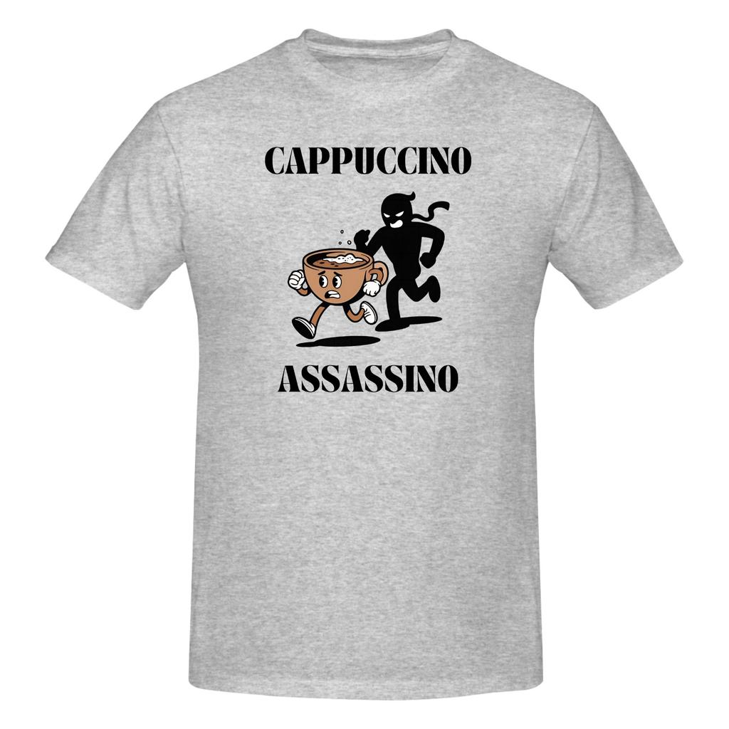 Piece Caffeine Addict Funny Graphic Cotton TShirt Cappuccino Assassino Meme Tees Tops For Unisex
