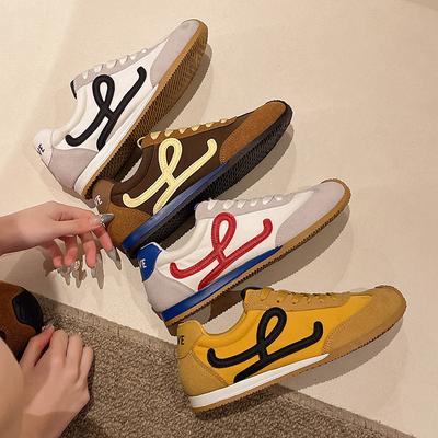 Обувь Dexun спортивная повседневная обувь сочетание цветов обувь Форреста Гампа 2025 мягкая кожа новая плоская подошва ретро на шнуровке женская весна