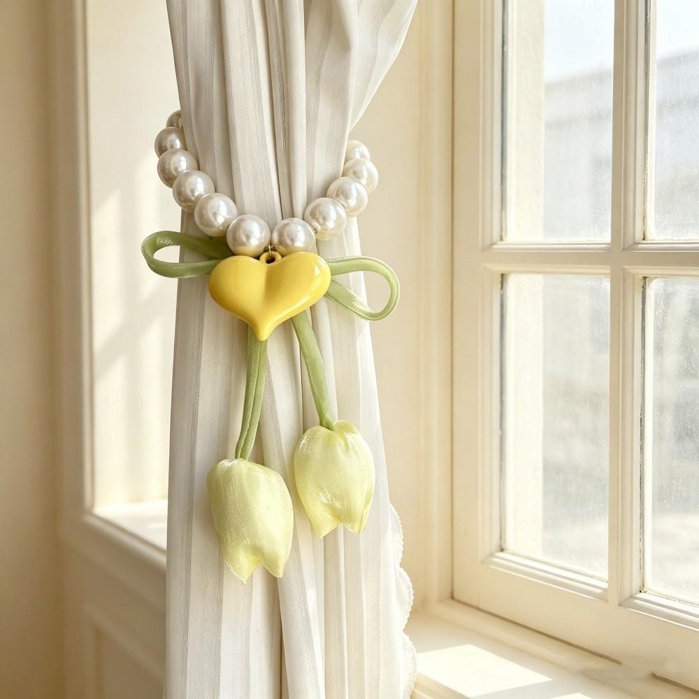 Beautifully Tulip Gauze Curtain Tie Decorative Heart Curtain Binding Living Room