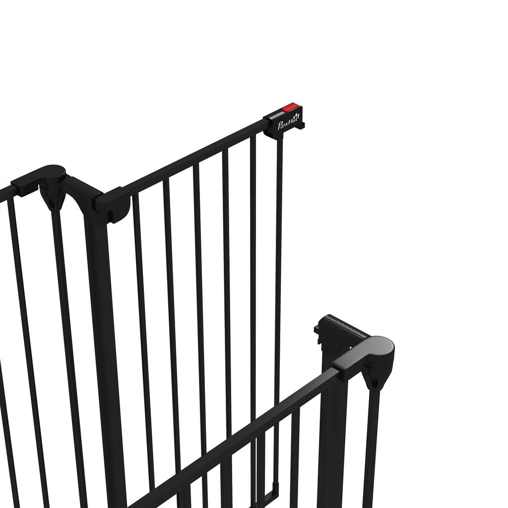 3-Panel Medium Dog Gate with Double Locking System, 206x90cm, Black