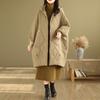 Women's Winter Loose Mid-Length Hooded Lingerie Warm Jacket Solid Color Long Sleeve Commuter Tops
