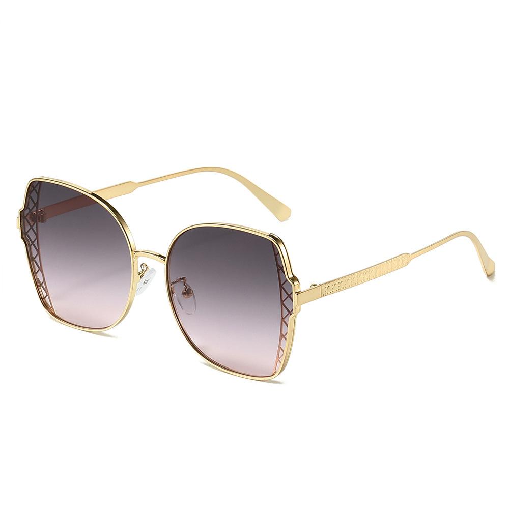 Retro Large Frame Polygon Gradient Women Sunglasses Now Pearl Decorative Frames Personality Casual Men Sun Glasses Uv400