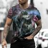 Animal T Shirt For Men Wolf 3d Print Street Short Sleeved Tees Casual Men's T-Shirts Fashion Oversized Tops Vintage Clothing
