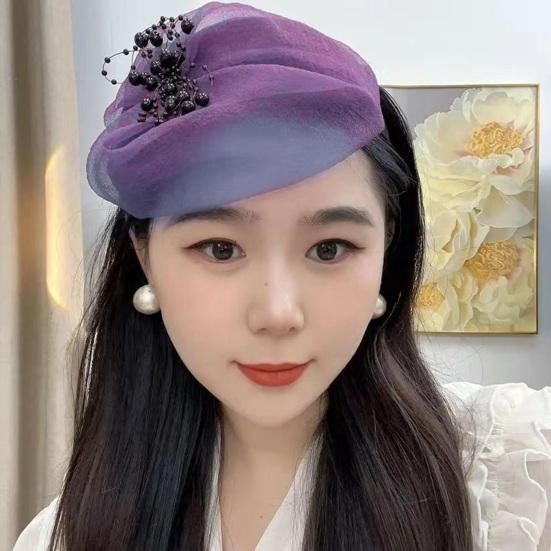 Ретро Повязка на голову Женская Свадебное украшение для головы Бусины Сетка Декор Увеличенная Повязка для волос Французский стиль Выпускной Вечер EMA