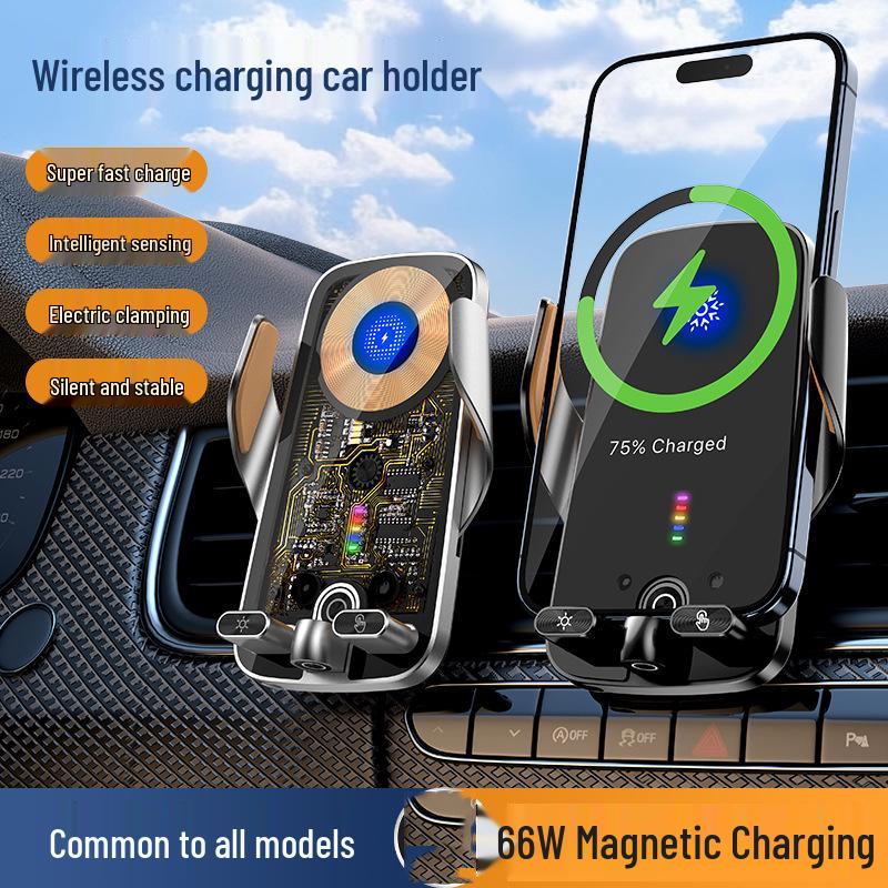 66W Wireless Fast Charging Car Phone Holder and Navigation Mount