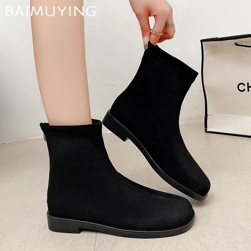 Зимние туфли на плоской подошве из замши женские ботильоны короткие плюшевые теплые дизайнерские хлопковые туфли 2025 года трендовые нескользящие удобные новые женские ботинки