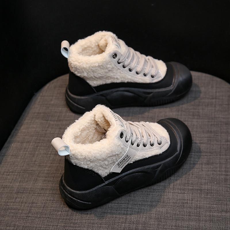 Новые осенне-зимние белые туфли из овечьей шерсти на флисовой подкладке, женская теплая спортивная хлопковая обувь для отдыха, женская обувь
