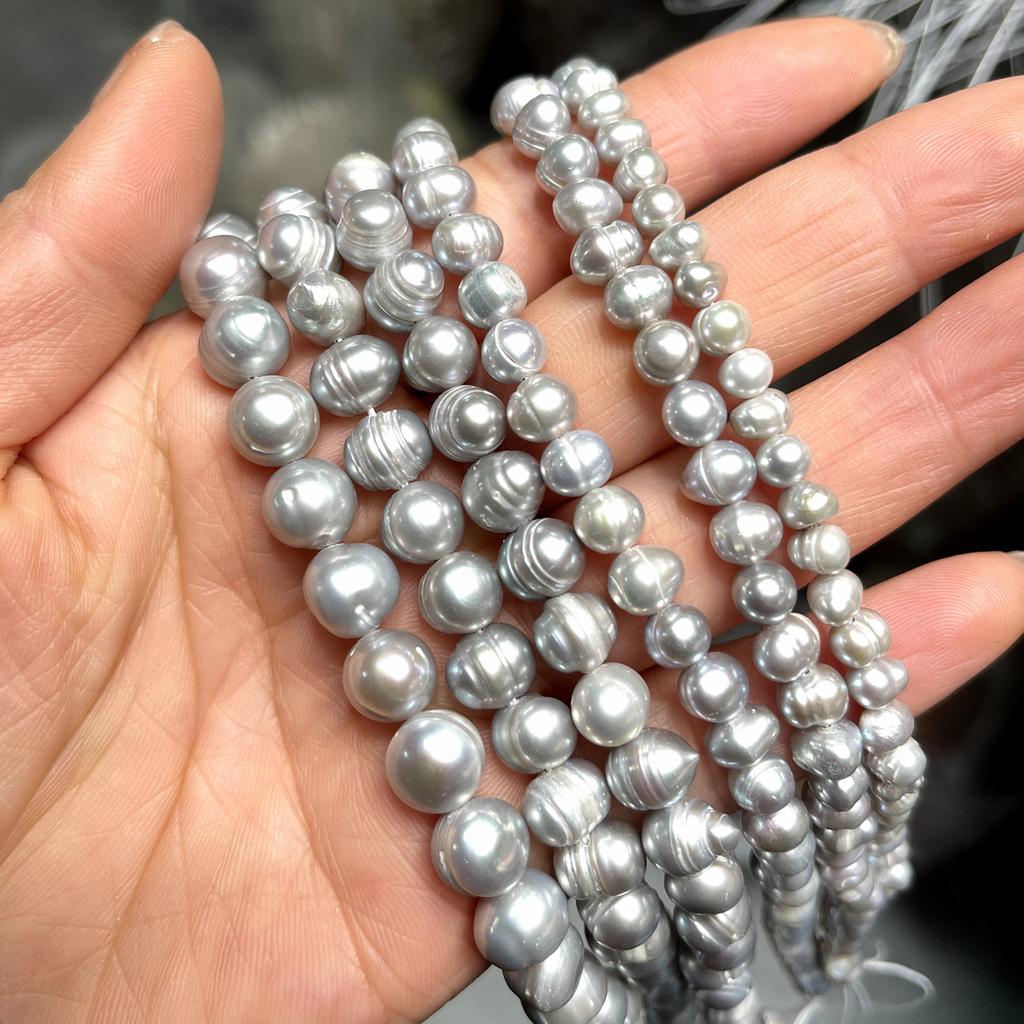 Подвеска своими руками, серая, прошитая жемчуговая жемчужина для изготовления ювелирных изделий, ожерелья, сережек, браслета, аксессуаров, длина 36 см