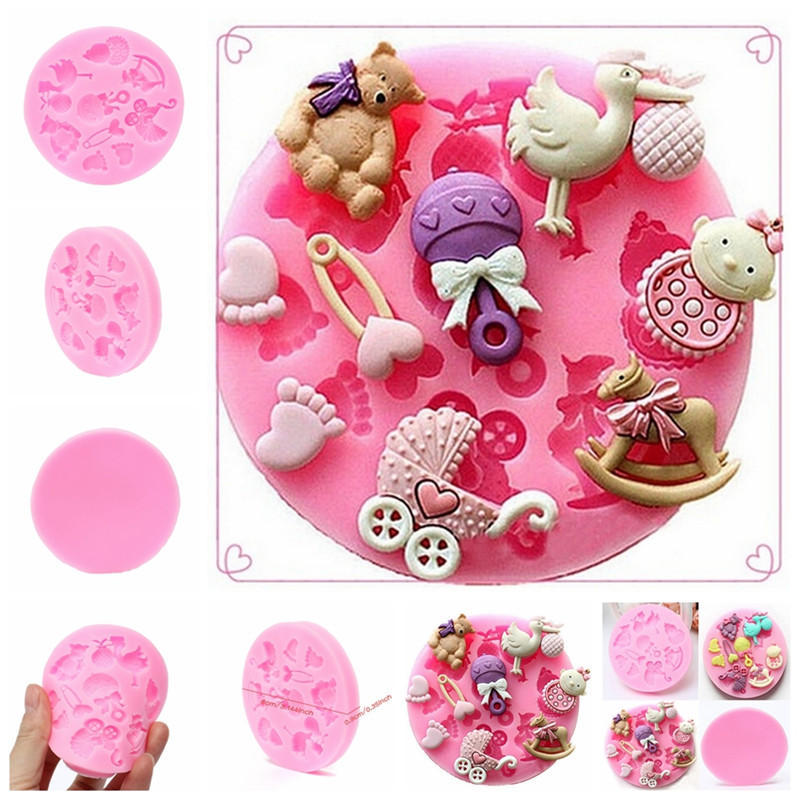 Силиконовая форма для детского душа, форма для помадки, торта, шоколадная выпечка, сахарный декор, MEIfang