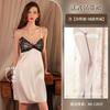 Sexy Ladies Autumn Simulation Silk Suspender Dress Lace Pure Erotic Lingerie Bed Robe