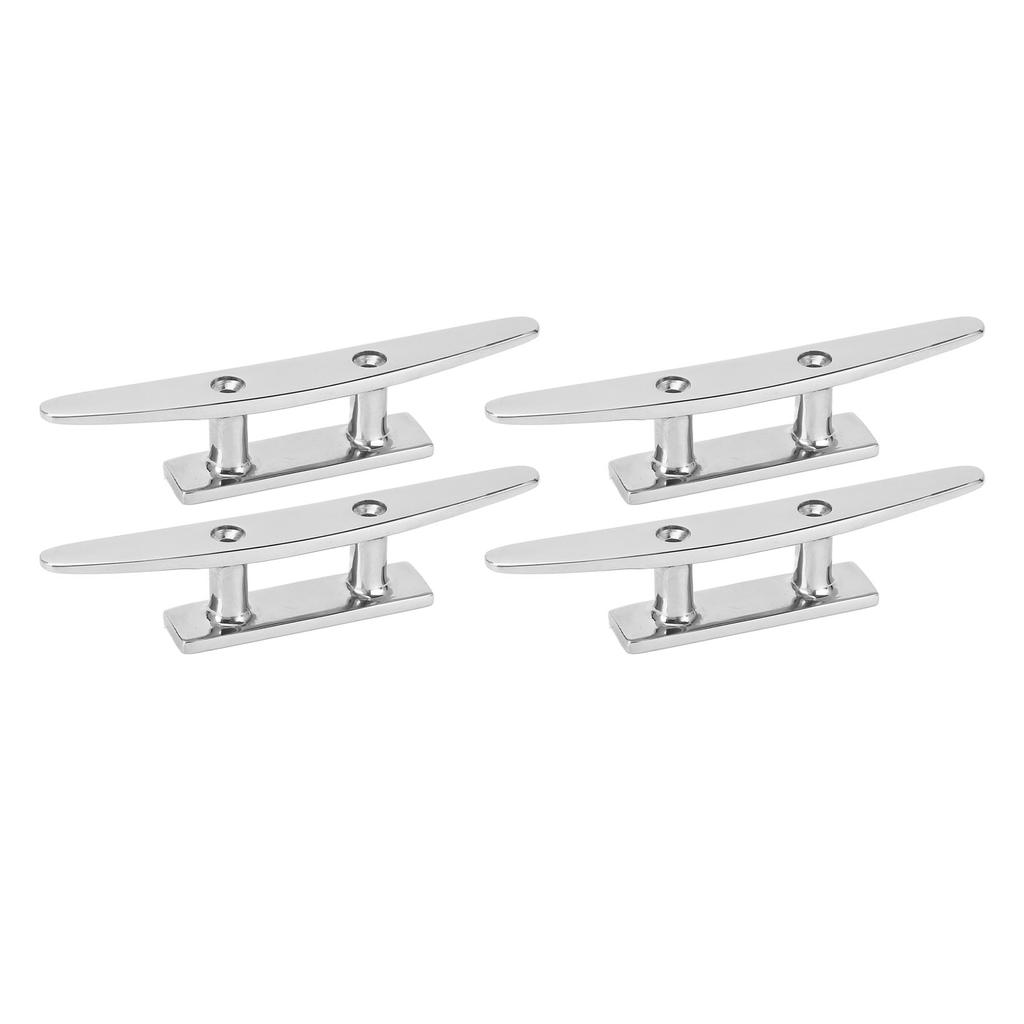 4PCS 5in Boat Cleat 316 Stainless Steel Open Base Dock Cleats High Polished Yacht Dock Mooring Cleat for Speedboat