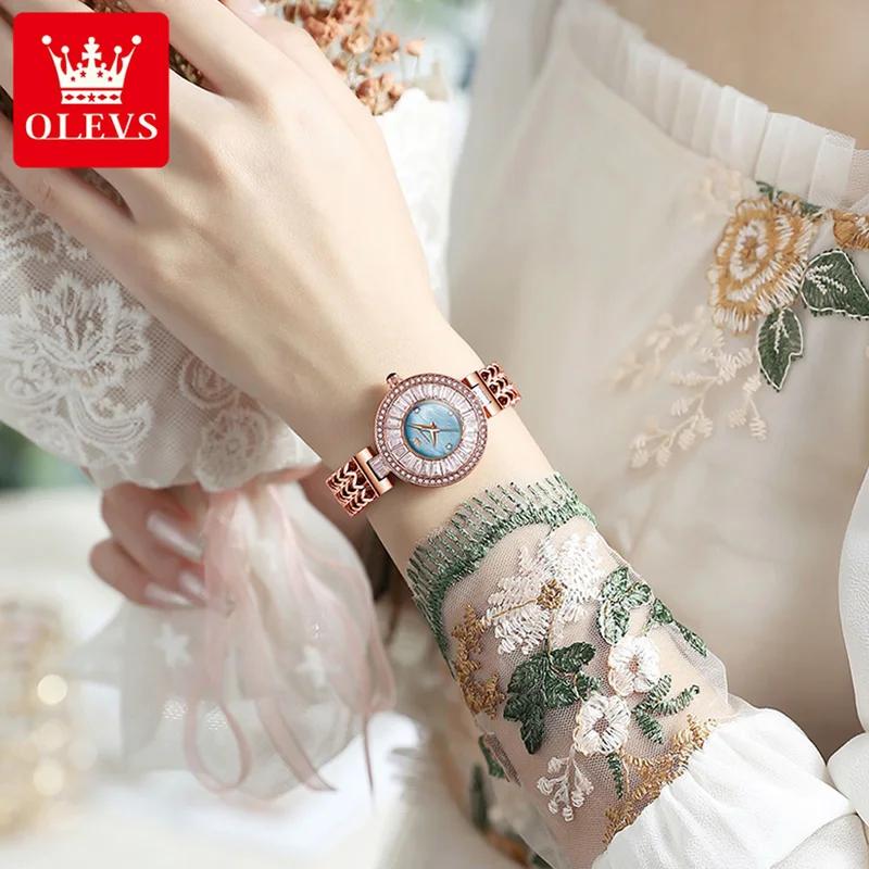 OLEVS Оригинальные элегантные кварцевые женские часы Лучший бренд водонепроницаемые часы для женщин из нержавеющей стали роскошные часы с бриллиантами
