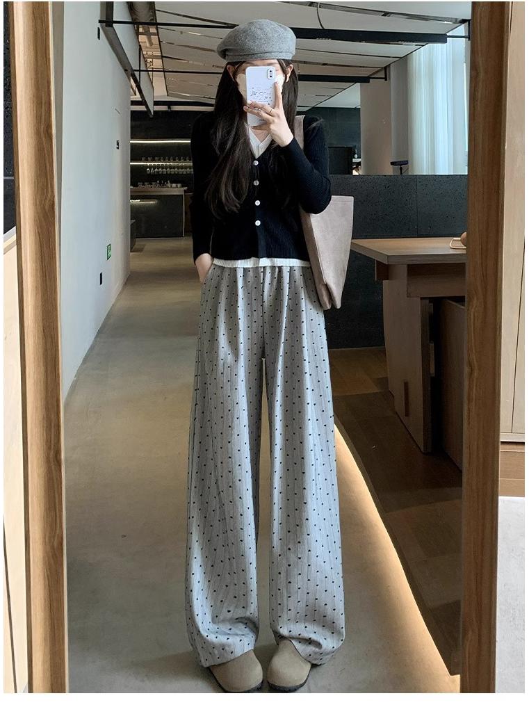 Маленькие брюки-палаццо цвета хаки в горошек для женщин