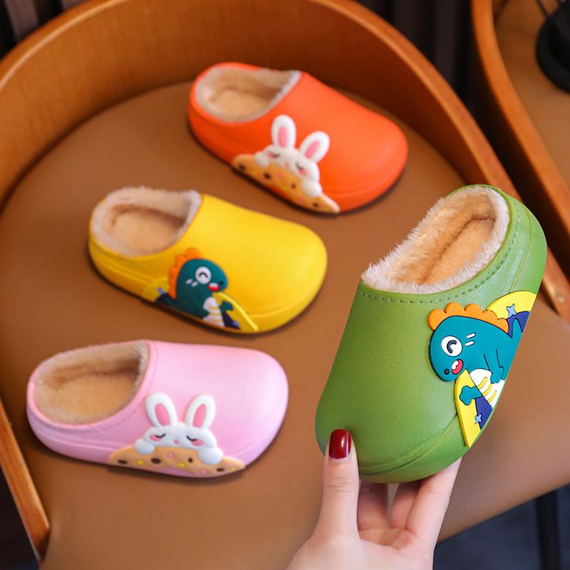 Kids Winter Cotton Slippers: Non-Slip, Warm, Waterproof, Soft Bottom Home Shoes