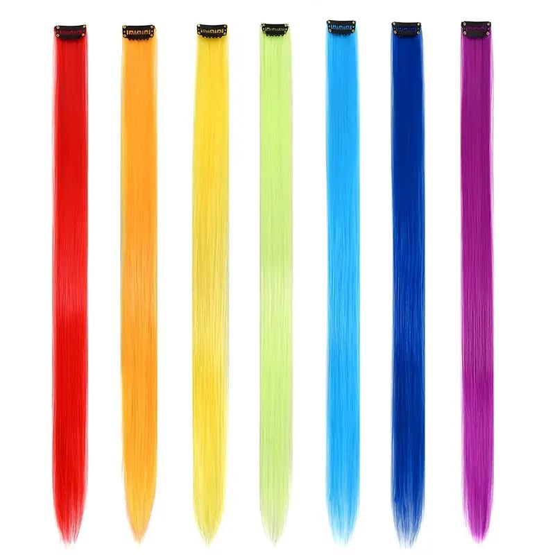 7 шт. цветные заколки для наращивания волос, 20 дюймов, разноцветные прямые заколки для волос в синтетических наращиваниях волос для женщин, девочек, детей