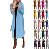 Ayollar qishki junli palto Elegant lapelli trench palto Bir xil rangli uzun kurtka Ish uchun galstukli uzun palto