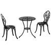 Three Piece Aluminium Floral Bistro Garden Set Black