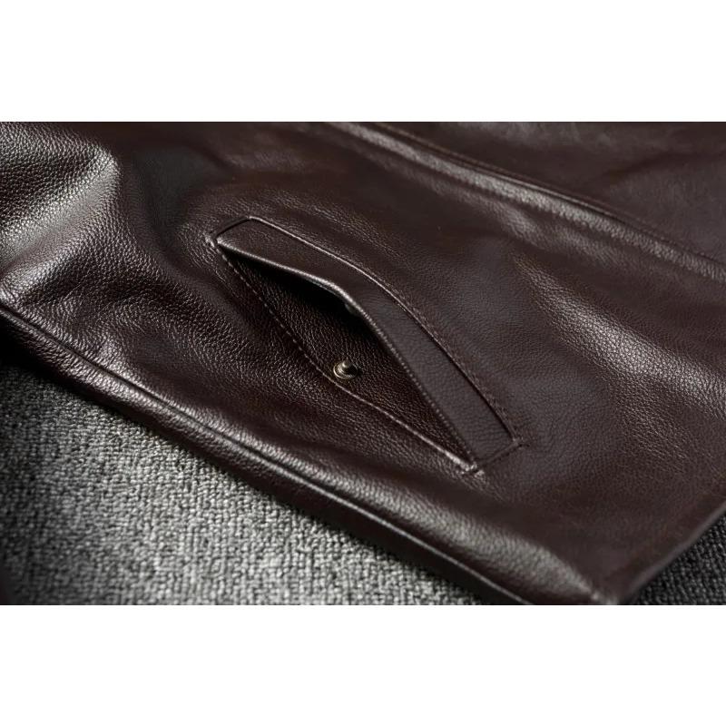 Китайский размер Повседневная коричневая куртка из натуральной кожи для мужчин Пальто из натуральной коровьей кожи весна-осень Jaqueta Masculina Couro