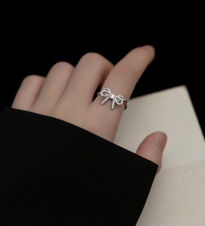 Минималистичные Кольца с Открытым Бантом для Женщин Золотой Серебряный Цвет Хрусталь Цирконий Кольца-Банты Женские Свадебные Украшения