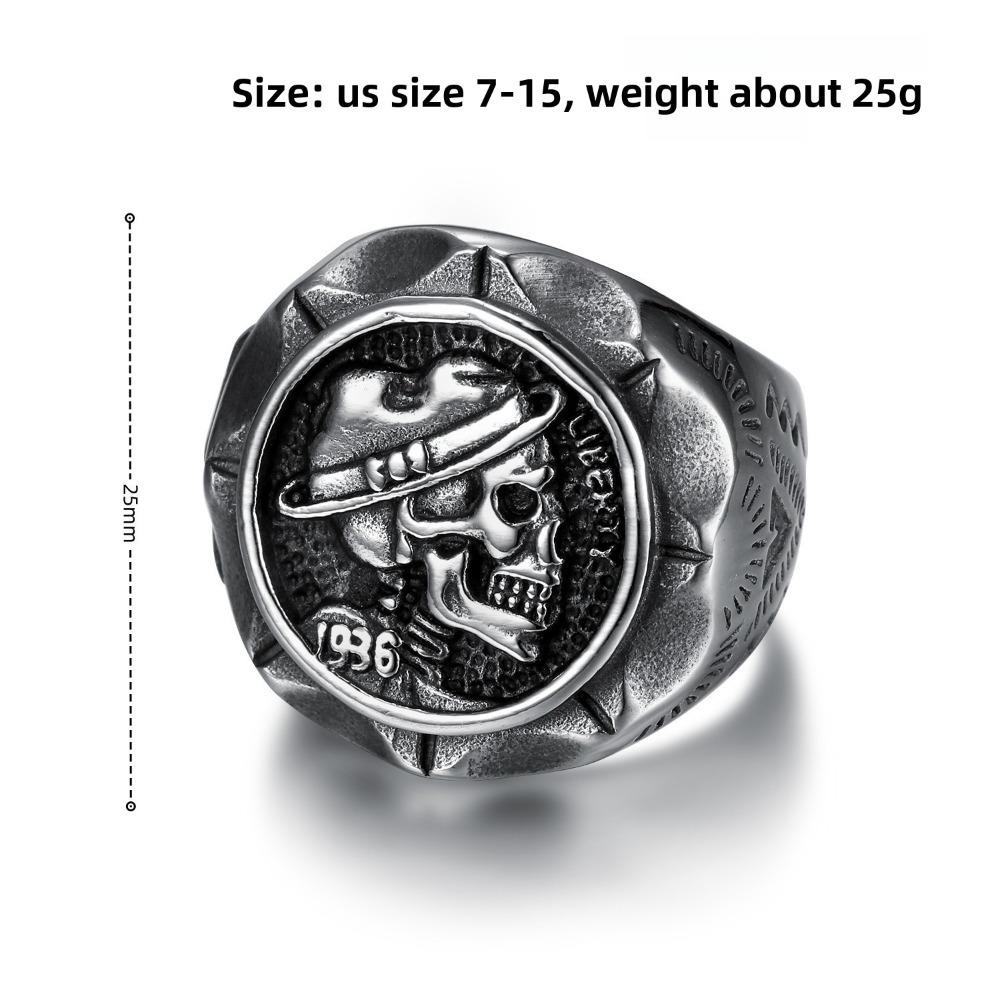 Трендовое панк кольцо с черепом для мужчин, винтажные готические украшения, уникальный модный аксессуар