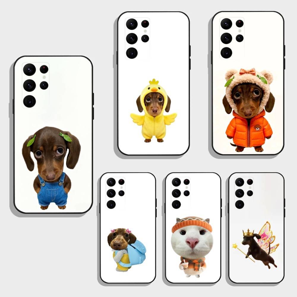 Goofy C-Dogs Big eyes Phone Case For Samsung S26,S25,S24,S23,S22,S21,S20,Ultra,Plus,FE Black Soft Cover