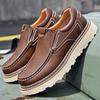 Comfortable Wear-resistant Fashion Leather Shoes Men 2024 New Leather Soft Sole Loafers Thick Sole Non-slip Shoes