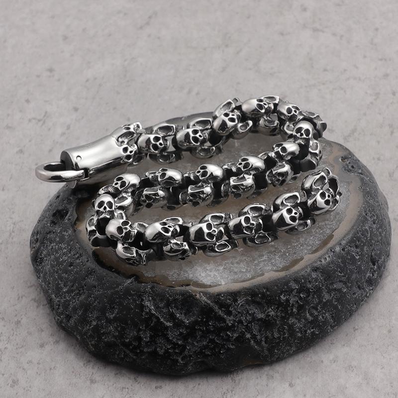 Ювелирные изделия Череп-Цепочка Мужской Браслет Мужской Из Нержавеющей Стали Ретро Мужские Браслеты Скелет Для