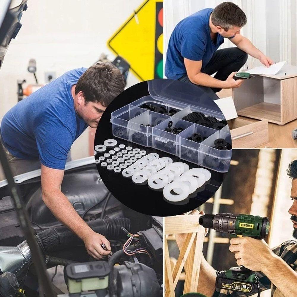 500Pcs/Box Insulation Gaskets Nylon Gasket M2-M10 Flat Washers Wear-resisting Insulation Spacers