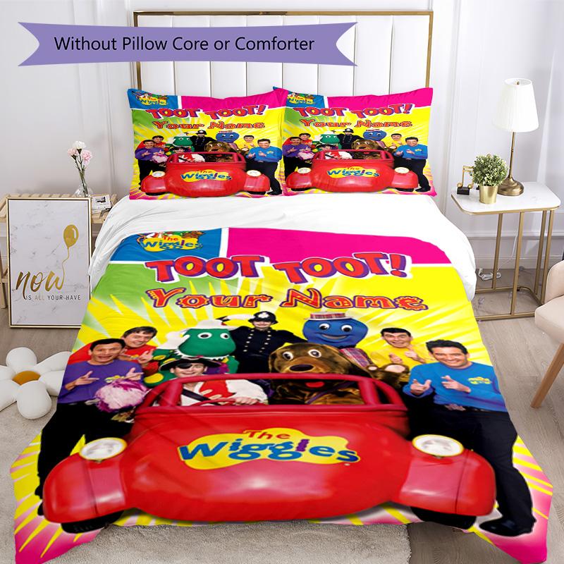 Wiggles Customized Name Bedding Set Suitable for Living Rooms Breathable Duvet Cover Bedroom Decor Best for Christmas