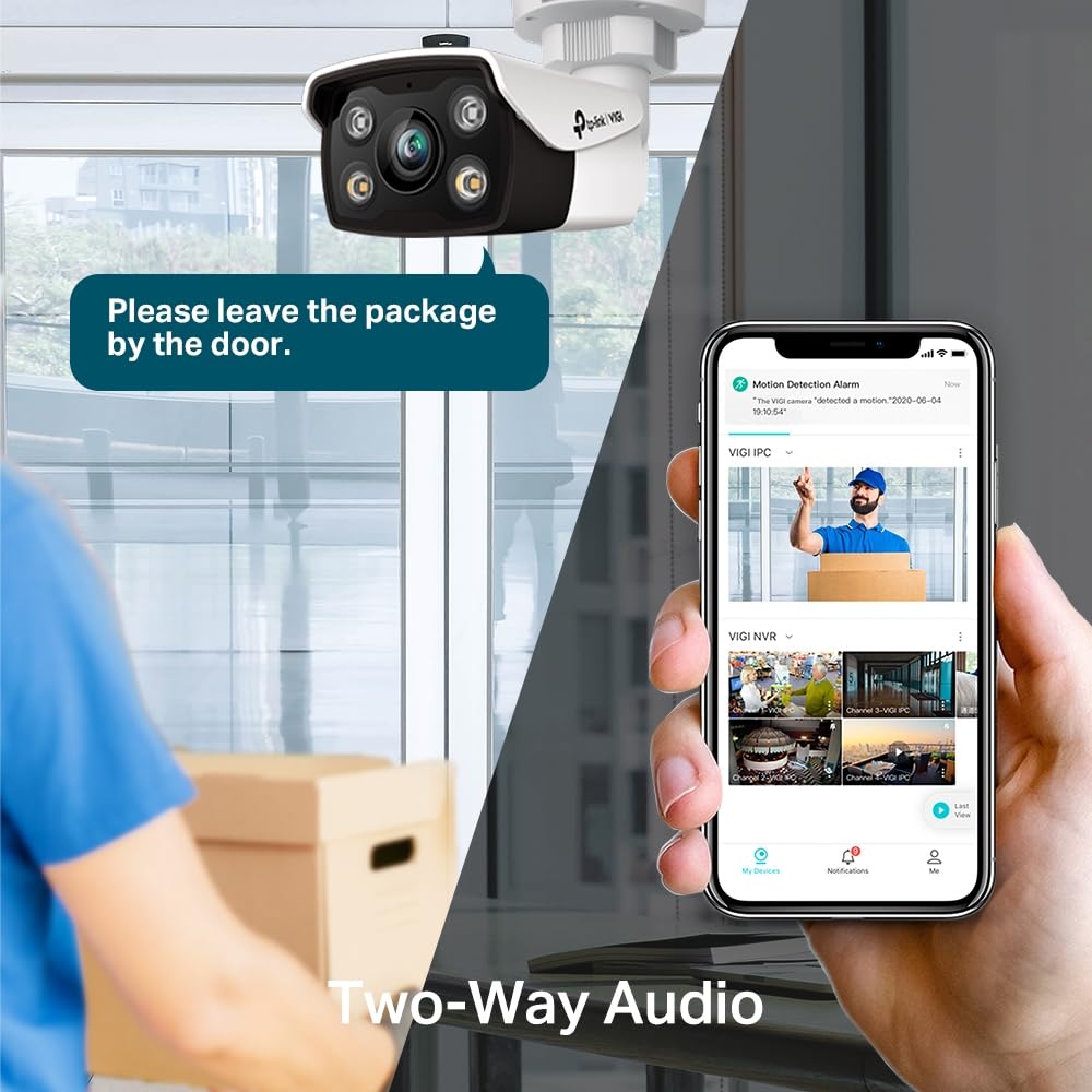 VIGI C350 4mm Lens Smart Outdoor Security Bullet Network Camera 5MP HD Full Color Smart Video Enhancement Waterproof IP67 Smart Detection DC CCTV