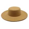 Thickened Men'S And Women'S Top Hats With 10Cm Brim, Woolen Felt Flat Top Hat, Big Brim Felt Hat