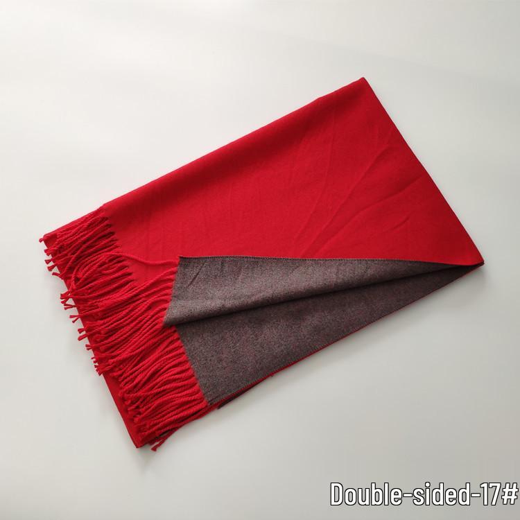 Осень/Зима 2024 Двусторонний красный шарф из имитации кашемира - Однотонный, Теплая шаль для женщин, Европейский и американский стиль.