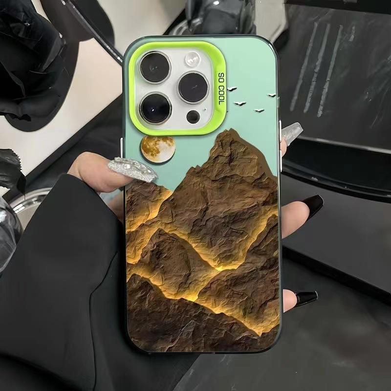 Луна Золотая Гора Подходит для чехла для мобильного телефона iPhone16 Pro 15plus Apple 14promax новый 13 жесткий 12