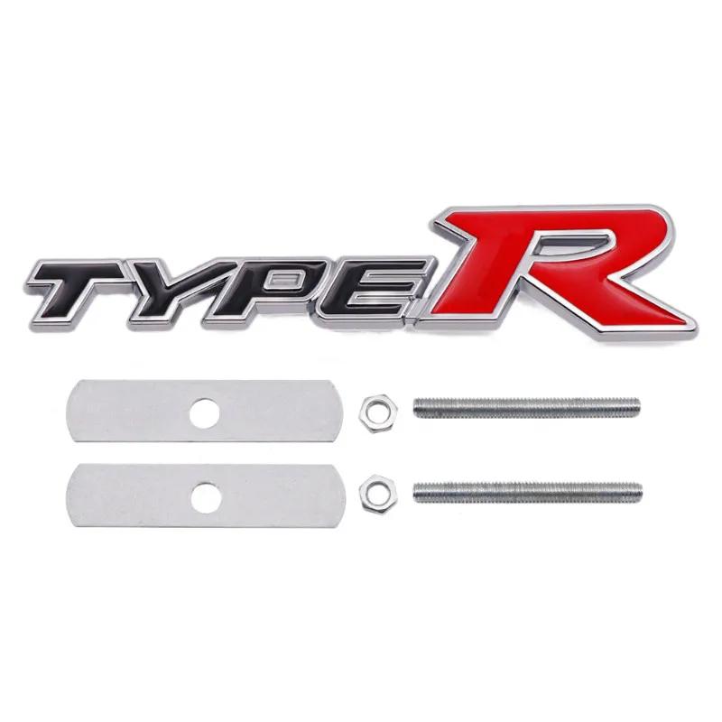 QLN2 3D Metal Type S Type R Car Front Grill Rear Trunk Emblem Badge Sticker Decal For Honda Civic Typer TypeS CRV HRV Accord Fit