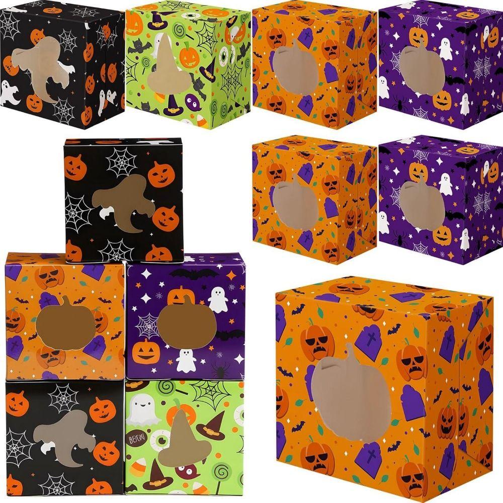 12/24Pcs Paper Halloween Treat Boxes Foldable Halloween Gift Boxes Trick or Treat