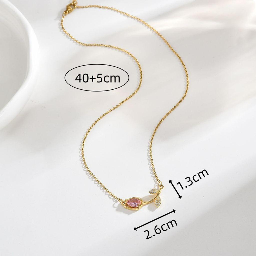 Ожерелье из титановой стали с подвеской на ключицу розового цвета — не выцветает, легкая роскошь, уникальный дизайн, универсальное женское украшение.