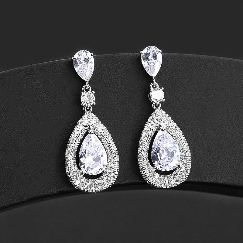 Luxury Wedding Party Crystal Water Drop Earrings for Women Brand Designer Fashion Zirconia Eardrop Luxury Dangler Jewelry