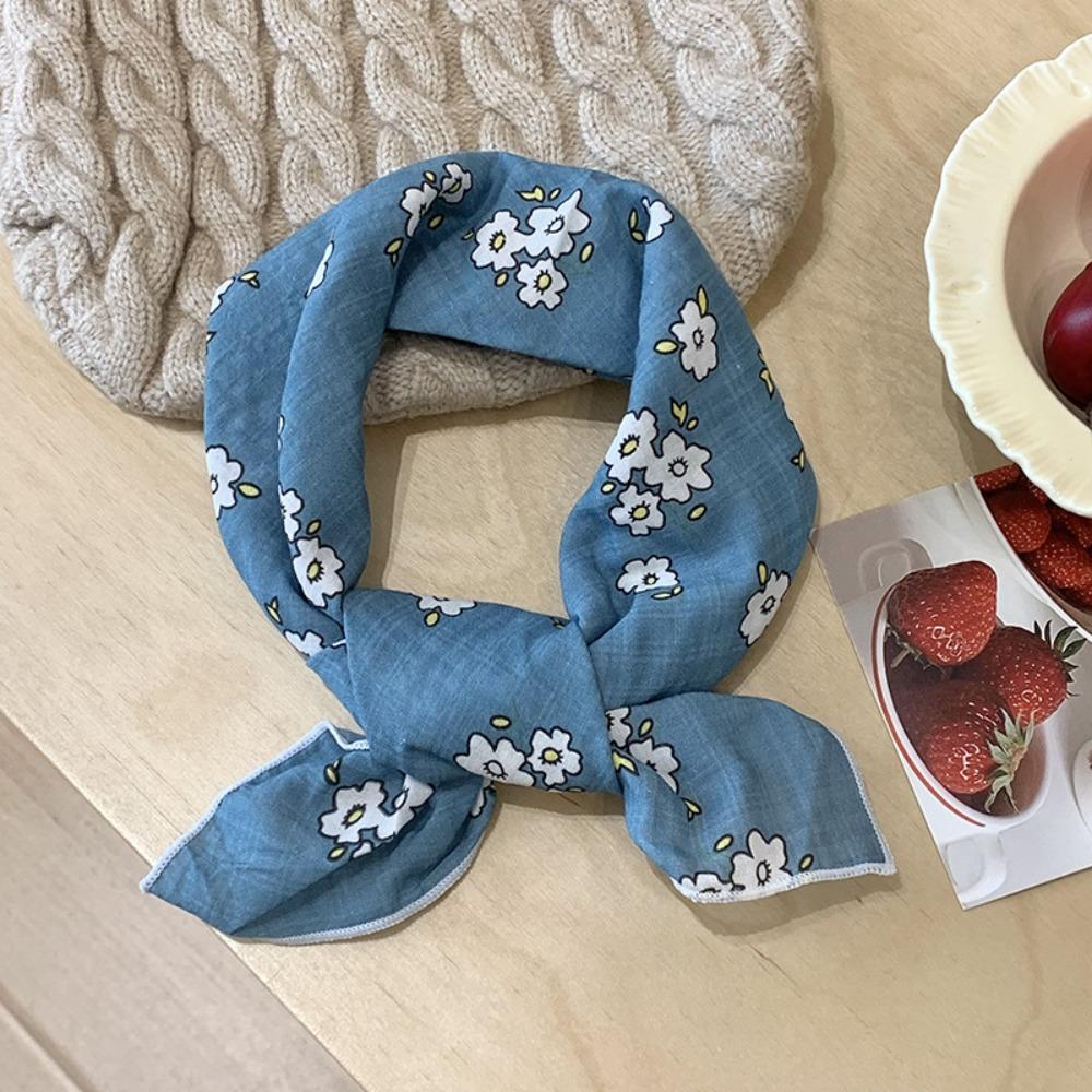 Солнцезащитные шарфы с цветочным принтом, шейный платок, шелковый шарф с принтом, модный маленький квадратный шарф, женский