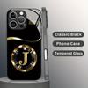 Чехол для телефона с узором из золотой буквы J Для iPhone 17 16 16e 15 14 13 12 Mini 11 Air Pro XS Max XR X Plus Стеклянная Силиконовая Рамка Чехол