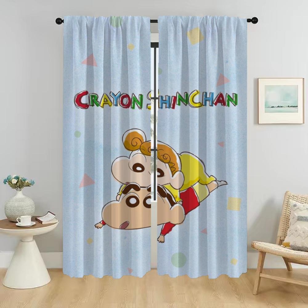 Crayon Partition Kitchen Curtains 2 Pieces Curtains Child Room Halloween Decoration Window Curtain Shades Living Blackout Camera