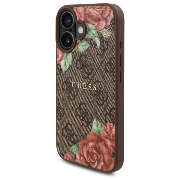 Guess Guhmp16Sp4Ropemcw Iphone 16 6.1   Brown Hardcase 4G Flowers Print Magsafe