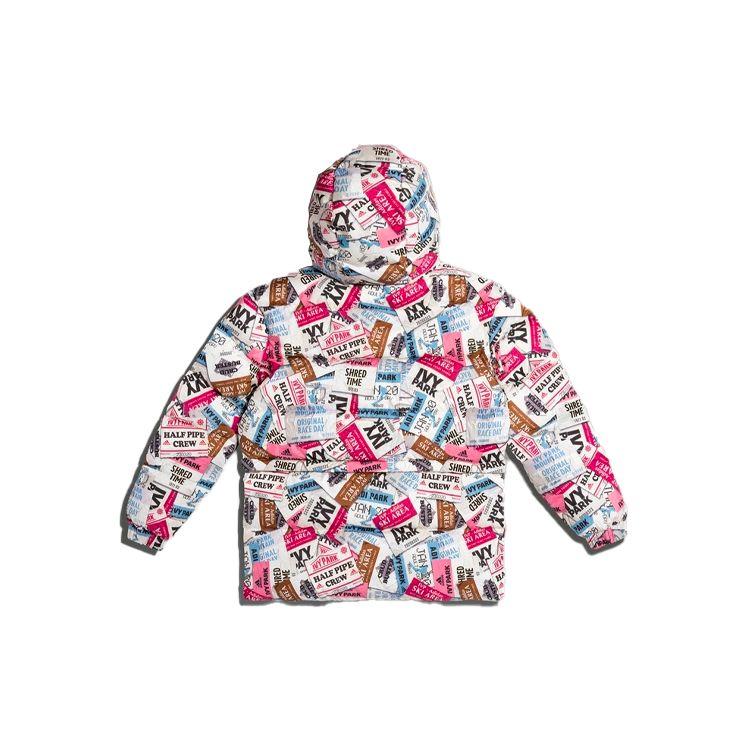 adidas Совместный бренд Originals Trefoil X Ivy Park Пуховик с капюшоном и принтом логотипа Унисекс Верхняя одежда Многоцветный H18992
