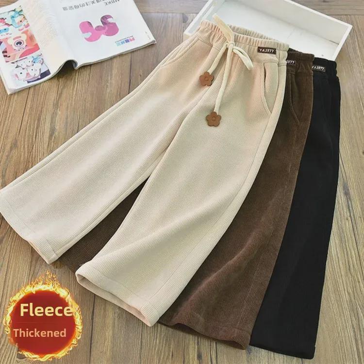 Широкие брюки из вельвета и вельвета для девочек — плотные, стильные и повседневные на осень/зиму