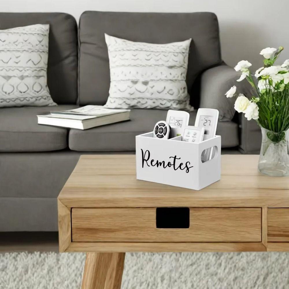 Creative Remote Control Storage Box 2 Compartments Wooden Partition Storage Box  Classroom Supplies