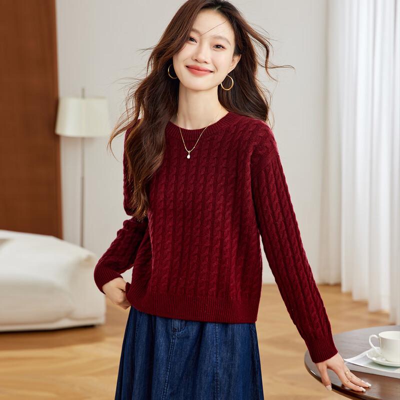 Women's Thick 100% Wool Cable-Knit Sweater
