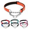 Stainless Steel Chain Martingale Collar Adjustable Dog Chain Reflective Nylon Fabric Pet Collars for Small Medium Large Dogs