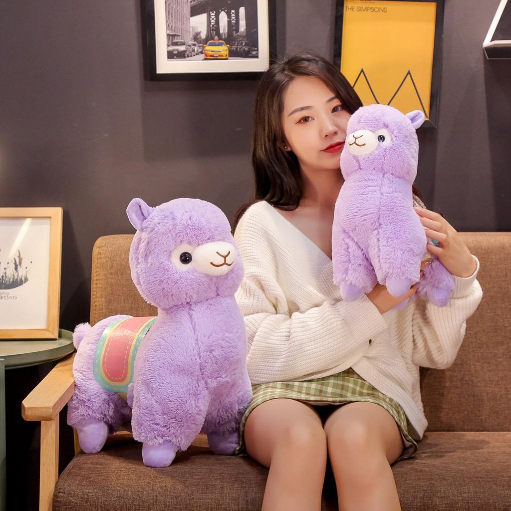 3550Cm Stuffed Saddle Alpaca Doll Plush Toy Purple Pink White Sheep Fuzzy Standing Grassland Cartoon Animal Gift
