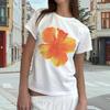 Модная женская футболка с принтом в виде растений и цветов, забавная повседневная футболка с круглым вырезом и короткими рукавами, летняя женская футболка